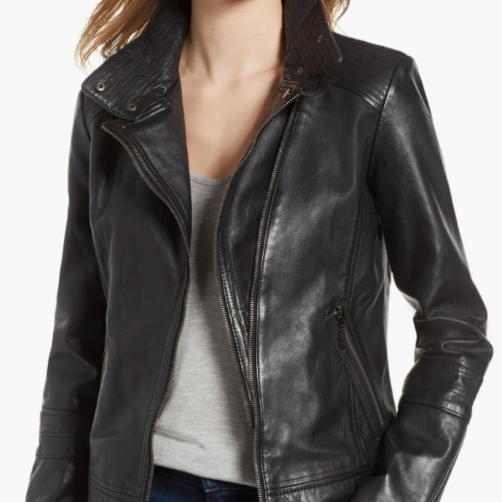NWOT Bernardo Leather Moto Jacket